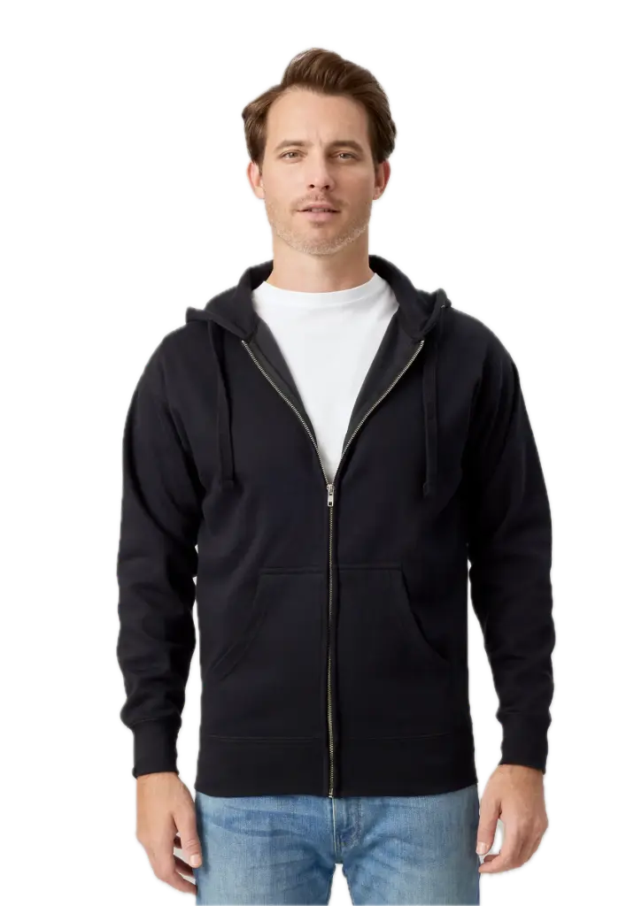 Unisex Full-Zip Hoodie 8.5 oz (Black, XS)