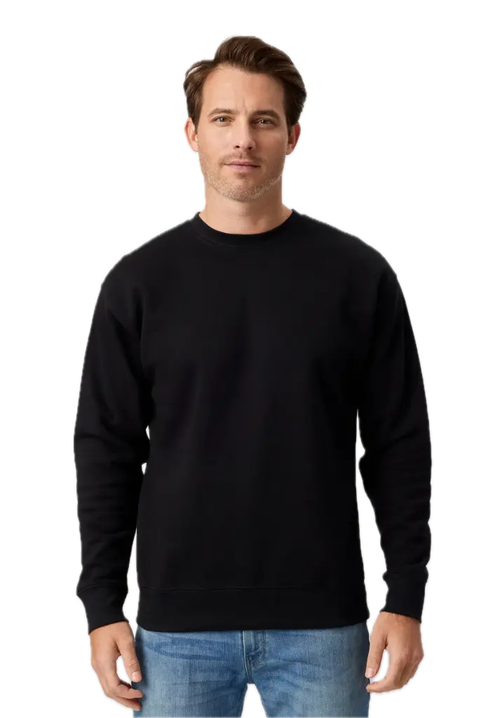 Unisex Lightweight Fleece Crewneck 7.0 oz (Black, XS)