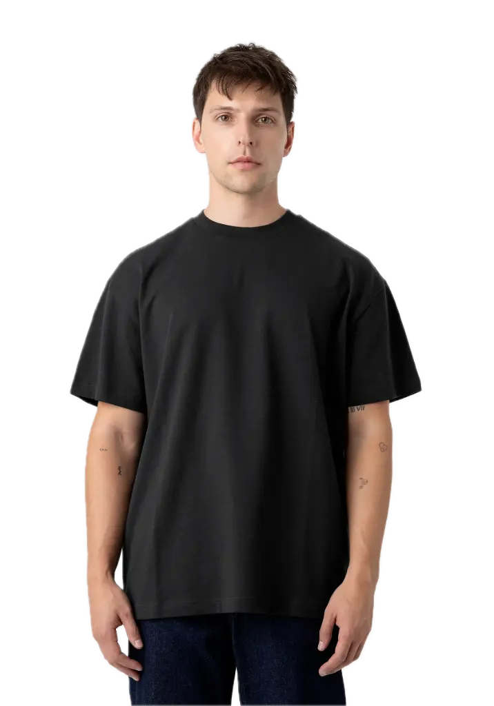 Men's Heavyweight Boxed Tee 7.0 oz (S, Black)