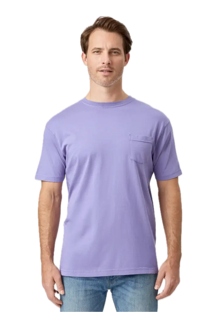 Unisex Garment Dye Pocket T-Shirt 5.5 oz (XS, Purple Haze)