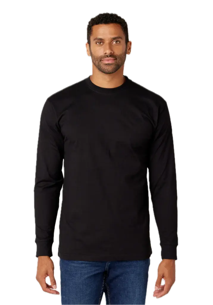 Men's Heavyweight Long Sleeve T-Shirt 6.5 oz (S, Black)