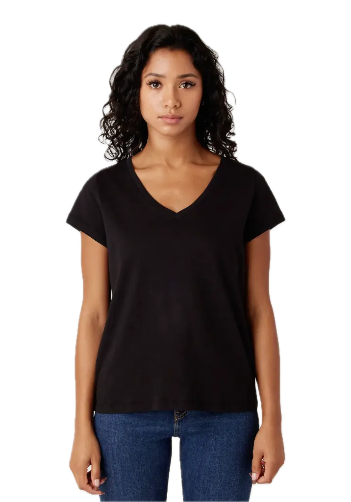 Women's V-Neck T-Shirt 4.3 oz (Black, XS)