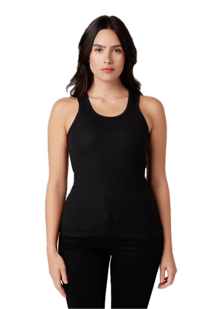 Women's Fitted 2x1 Rib Tank 5.6 oz (S, Black)